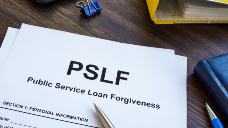 Public Service Loan Forgiveness document on desk
