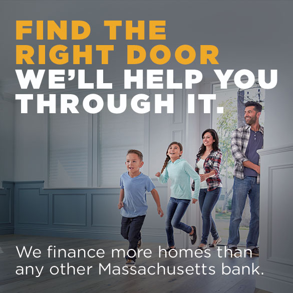 Let's Get Moving with Salem Five Mortgage Happy family walking through the door to their new home