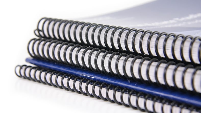 Close-up of the rings on spiral notebooks