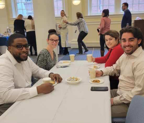 Salem Five employees enjoying hot cocoa and treats